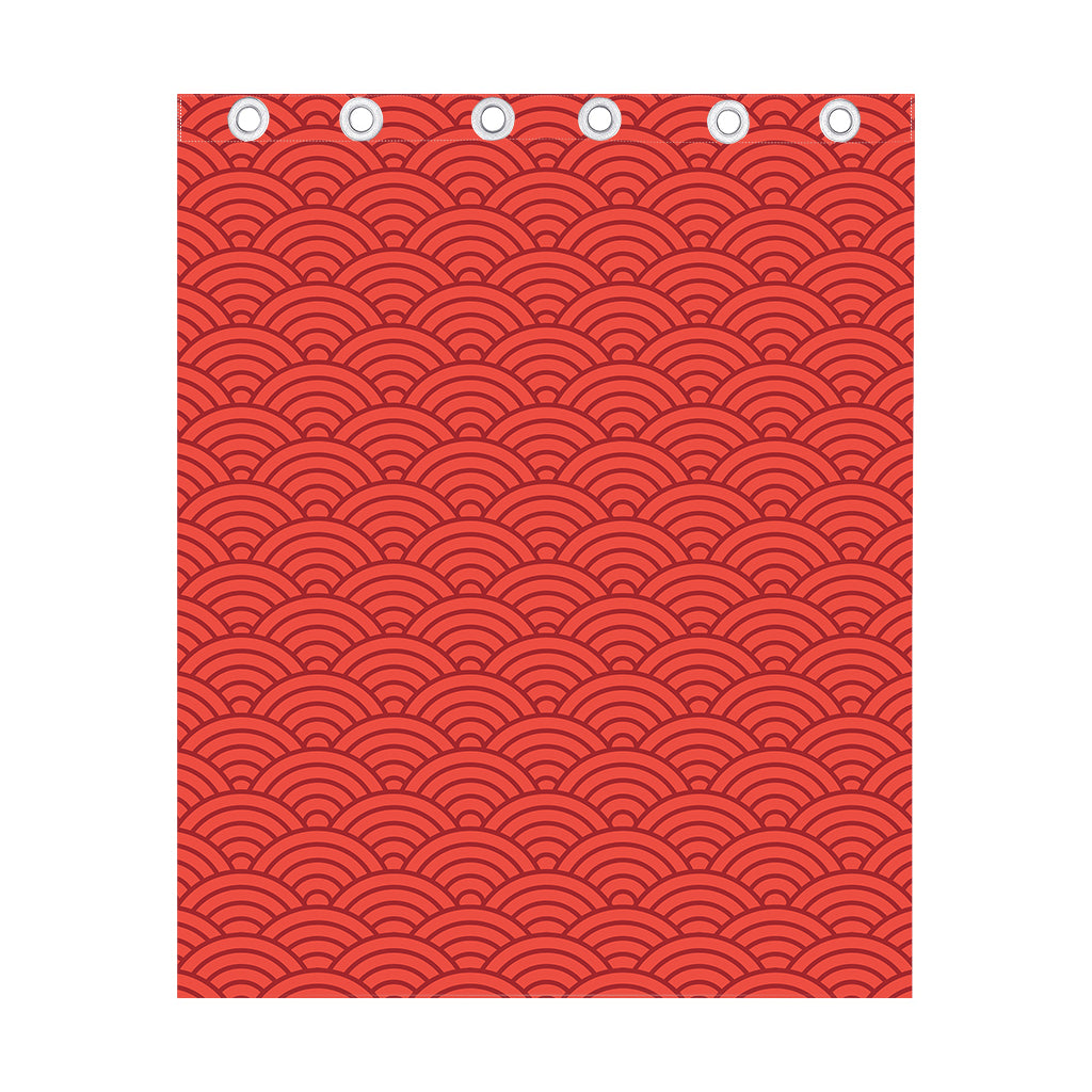 Red Chinese Pattern Print Curtain