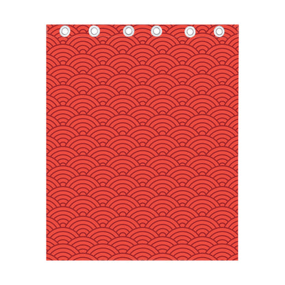 Red Chinese Pattern Print Curtain