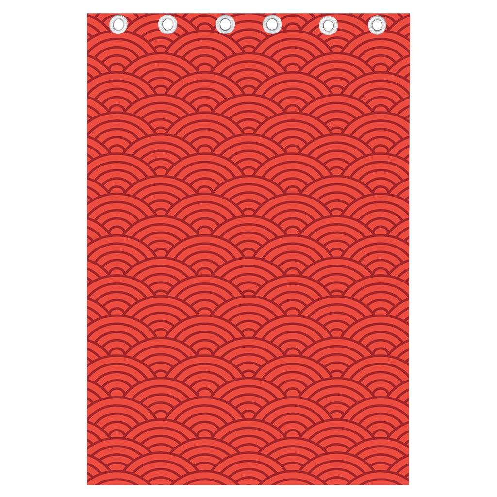 Red Chinese Pattern Print Curtain