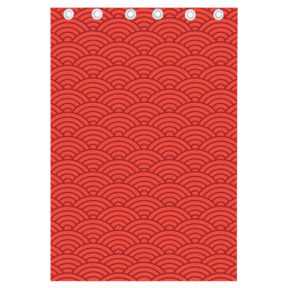 Red Chinese Pattern Print Curtain
