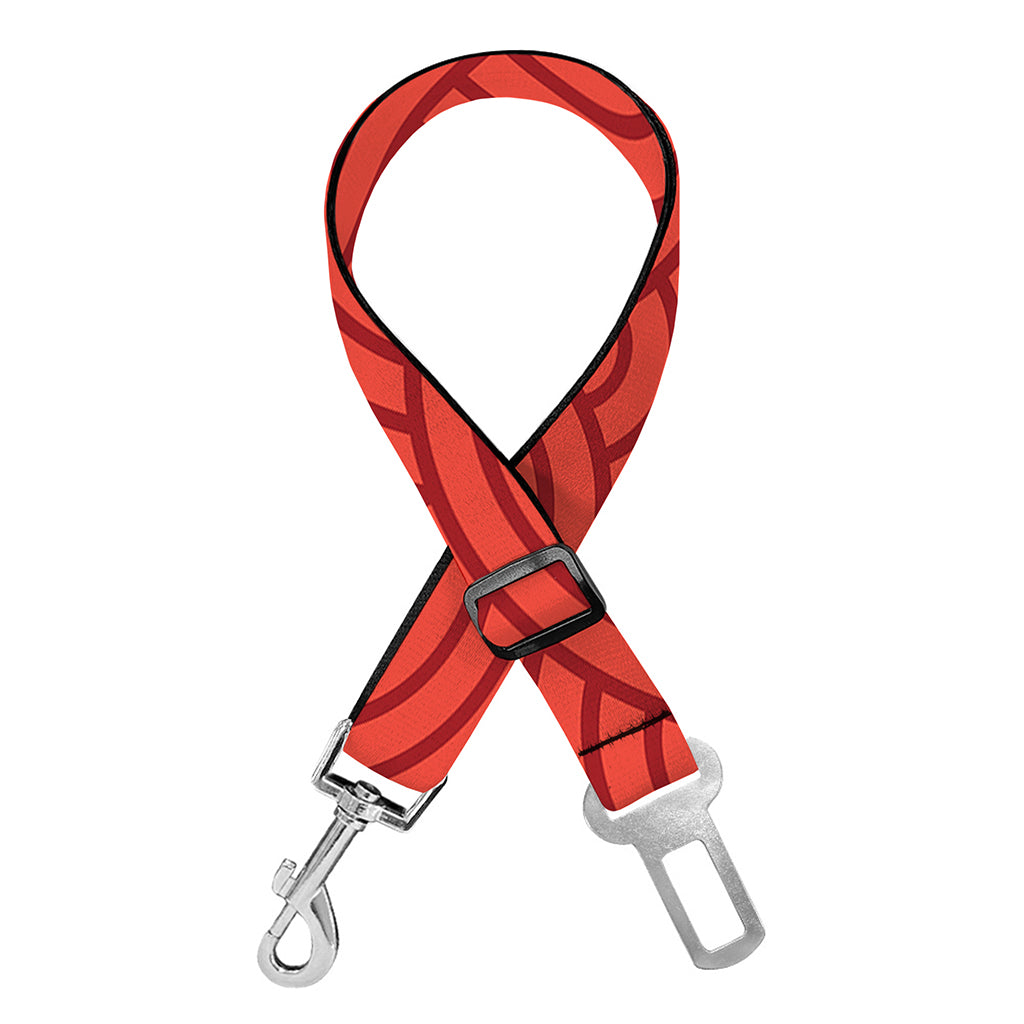Red Chinese Pattern Print Dog Seat Belt