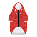Red Chinese Pattern Print Dog Zip Up Hoodie
