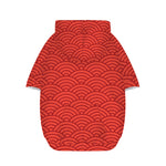 Red Chinese Pattern Print Dog Zip Up Hoodie