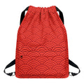 Red Chinese Pattern Print Drawstring Backpack