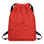 Red Chinese Pattern Print Drawstring Backpack