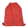 Red Chinese Pattern Print Drawstring Bag