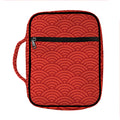 Red Chinese Pattern Print Front Pocket Bible Bag