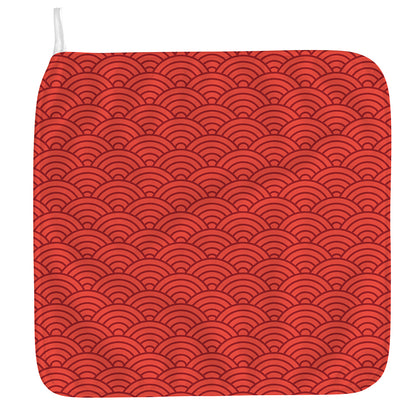 Red Chinese Pattern Print Hand Towel