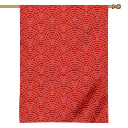 Red Chinese Pattern Print House Flag