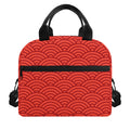 Red Chinese Pattern Print Insulated Lunch Bag