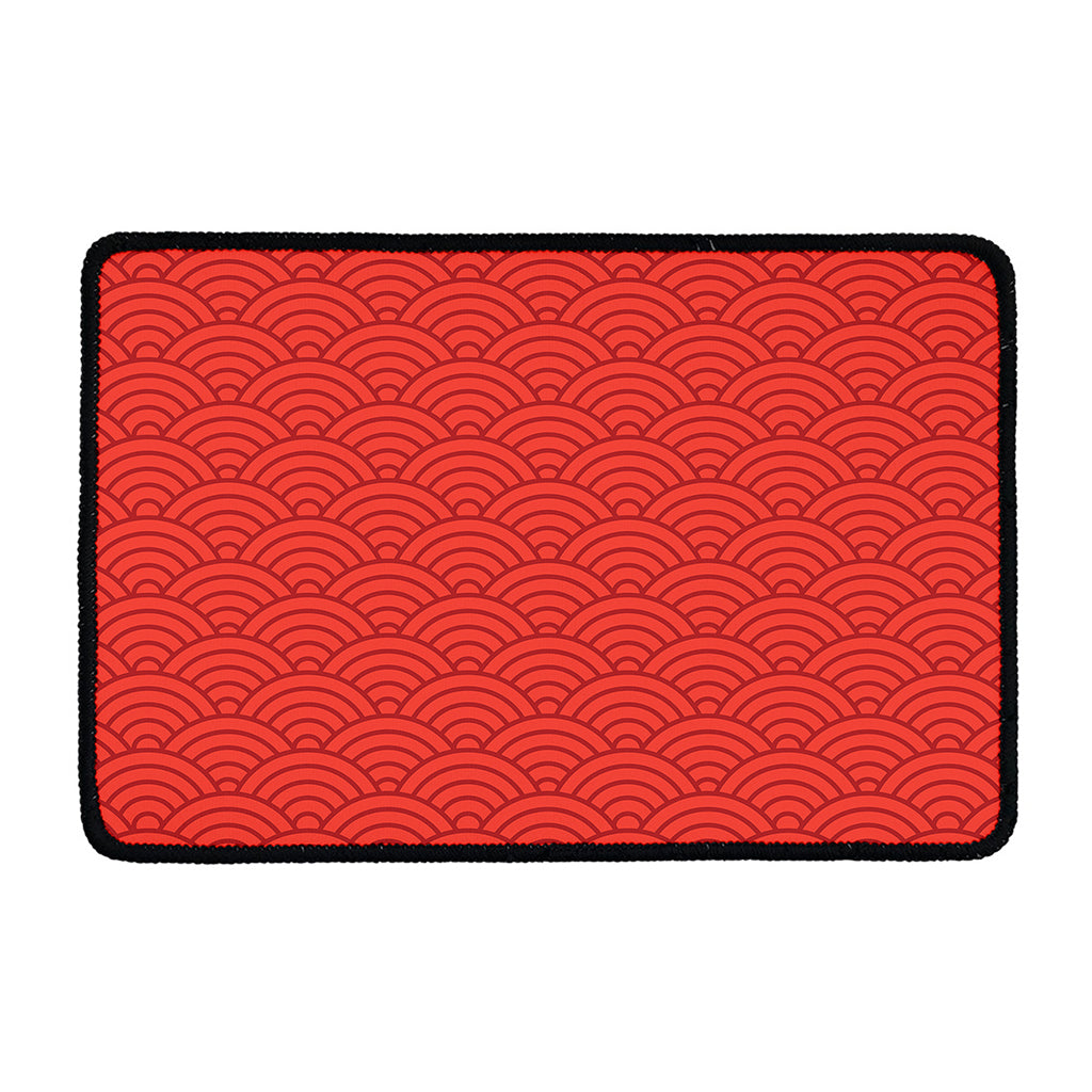 Red Chinese Pattern Print Kitchen Mat