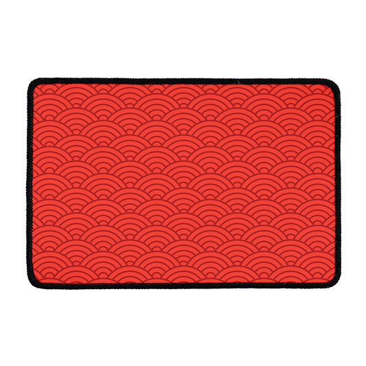 Red Chinese Pattern Print Kitchen Mat