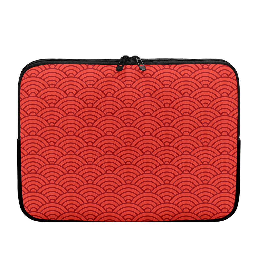 Red Chinese Pattern Print Laptop Sleeve