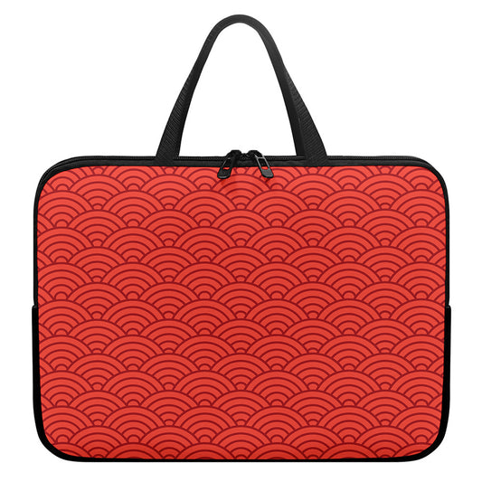 Red Chinese Pattern Print Laptop Sleeve With Handle