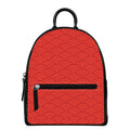 Red Chinese Pattern Print Leather Backpack