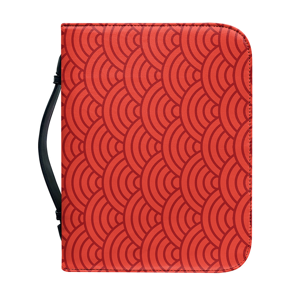 Red Chinese Pattern Print Leather Bible Cover