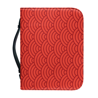 Red Chinese Pattern Print Leather Bible Cover