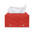 Red Chinese Pattern Print Leather Tissue Box Cover