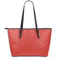Red Chinese Pattern Print Leather Tote Bag With Zipper