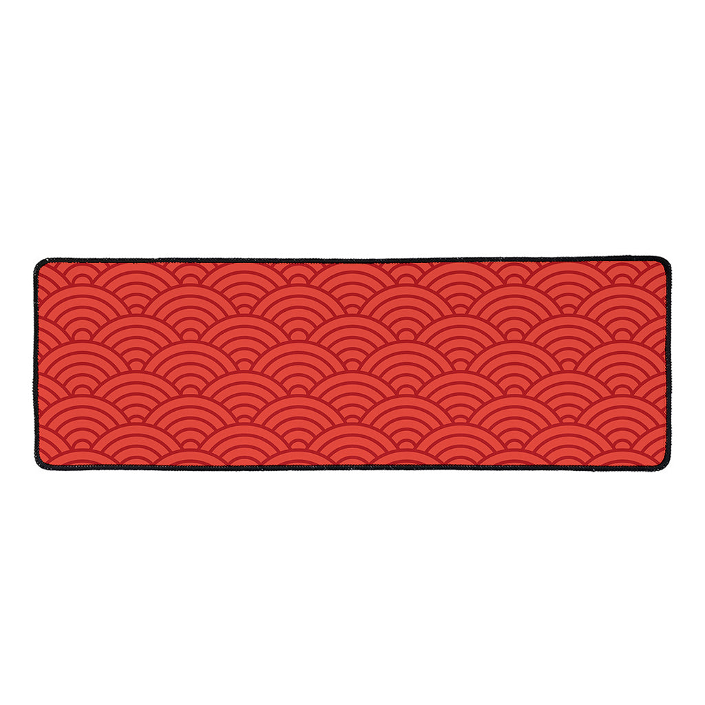 Red Chinese Pattern Print Long Kitchen Mat