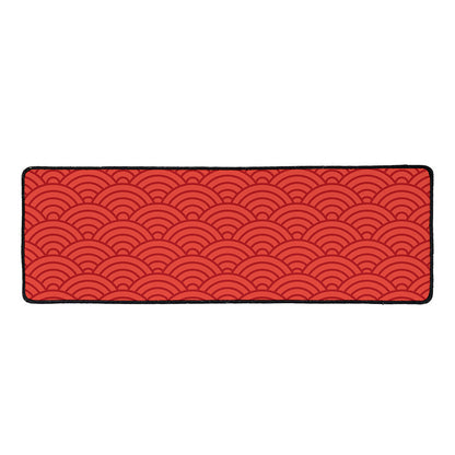 Red Chinese Pattern Print Long Kitchen Mat