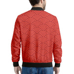 Red Chinese Pattern Print Men's Bomber Jacket