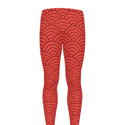 Red Chinese Pattern Print Men's leggings