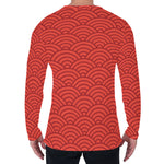 Red Chinese Pattern Print Men's Long Sleeve T-Shirt