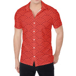 Red Chinese Pattern Print Men's Shirt