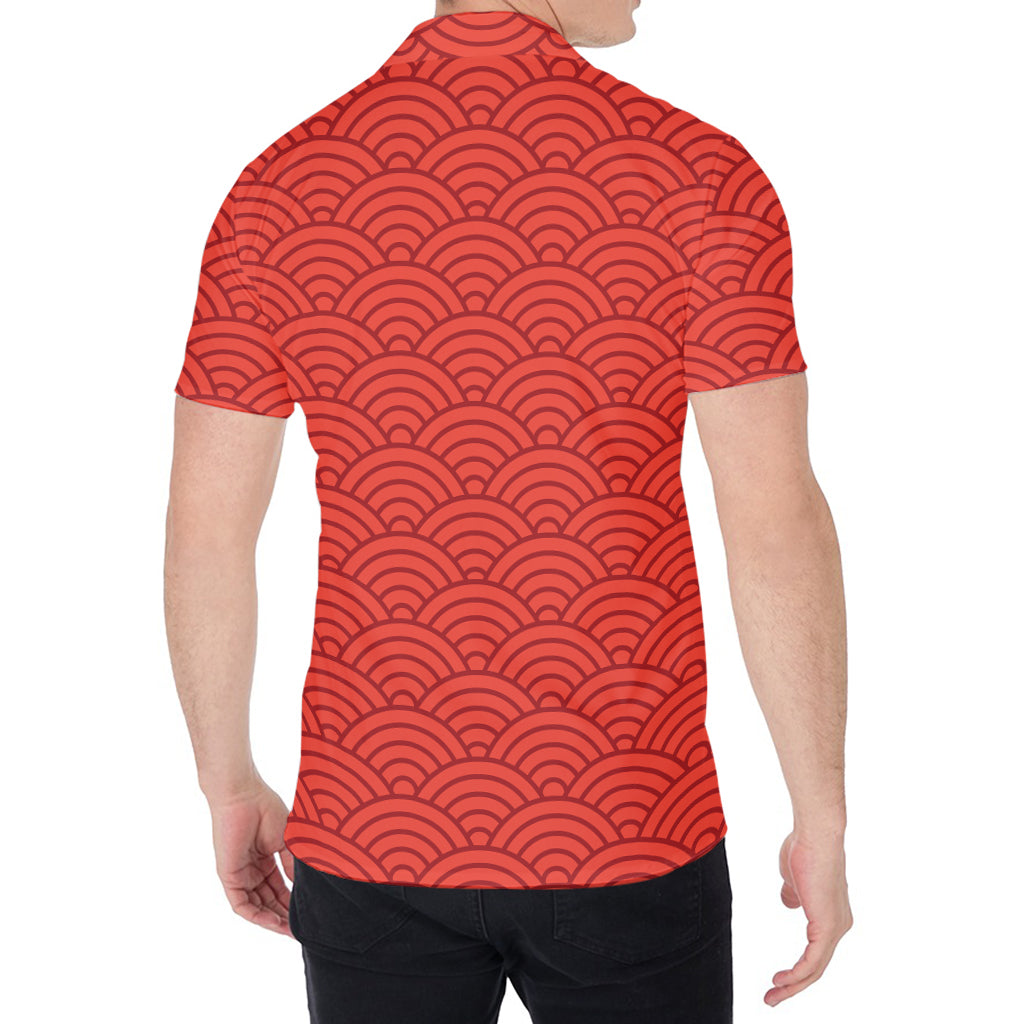 Red Chinese Pattern Print Men's Shirt