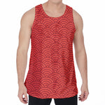 Red Chinese Pattern Print Men's Velvet Tank Top