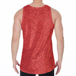 Red Chinese Pattern Print Men's Velvet Tank Top