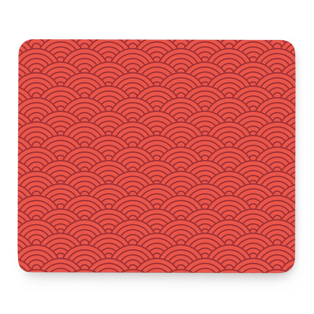 Red Chinese Pattern Print Mouse Pad