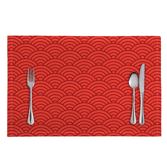 Red Chinese Pattern Print Placemat