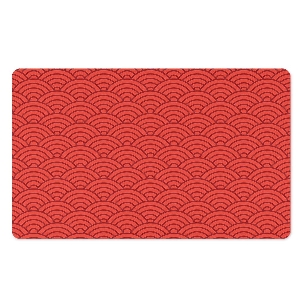 Red Chinese Pattern Print Polyester Doormat