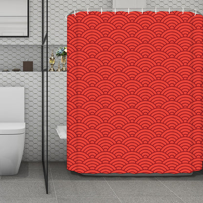 Red Chinese Pattern Print Polyester Shower Curtain