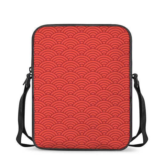 Red Chinese Pattern Print Rectangular Crossbody Bag