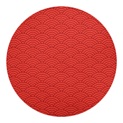 Red Chinese Pattern Print Round Blanket