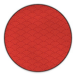 Red Chinese Pattern Print Round Floor Mat