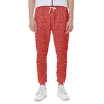 Red Chinese Pattern Print Scuba Joggers