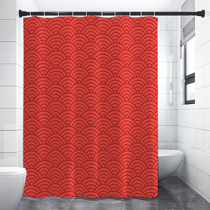 Red Chinese Pattern Print Shower Curtain