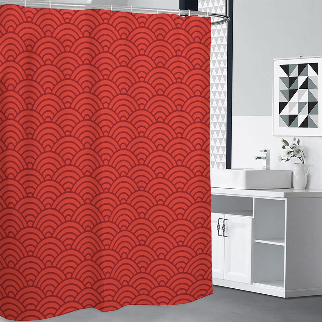 Red Chinese Pattern Print Shower Curtain