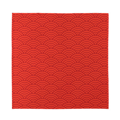 Red Chinese Pattern Print Silk Bandana