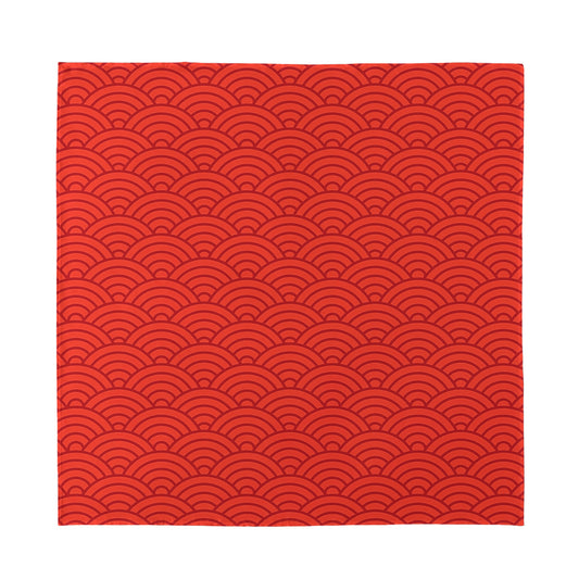 Red Chinese Pattern Print Silk Bandana