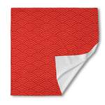 Red Chinese Pattern Print Silk Bandana