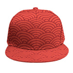 Red Chinese Pattern Print Snapback Cap