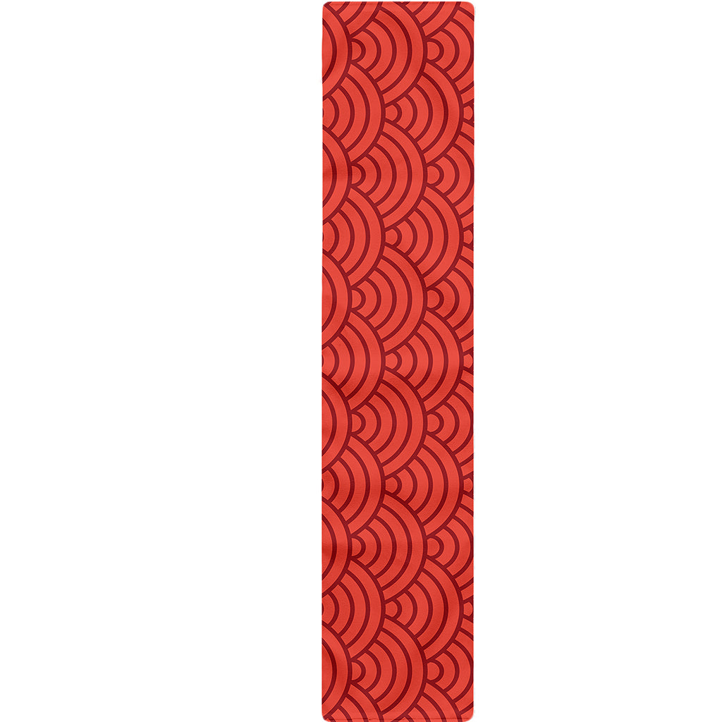 Red Chinese Pattern Print Table Runner