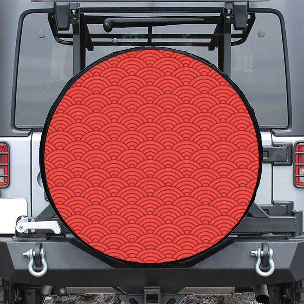 Red Chinese Pattern Print Tire Cover