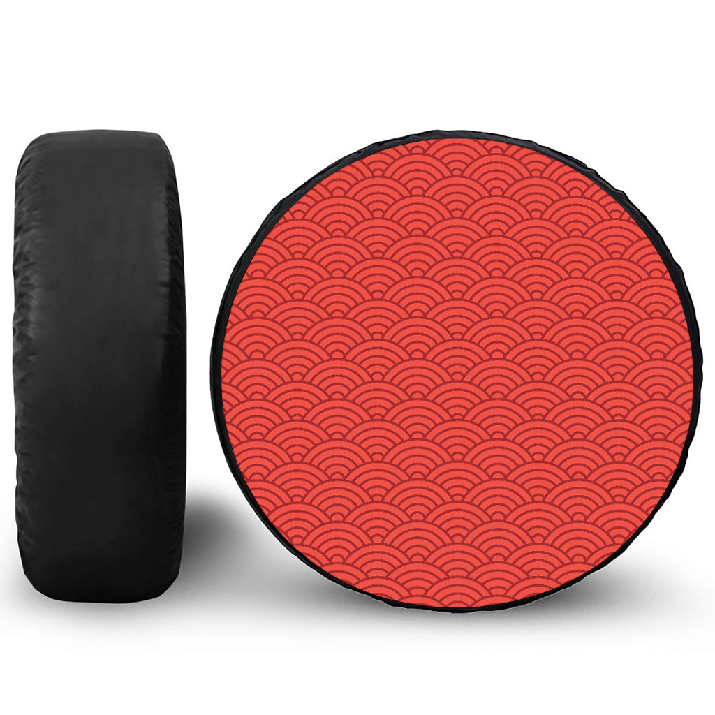 Red Chinese Pattern Print Tire Cover