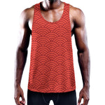Red Chinese Pattern Print Training Tank Top